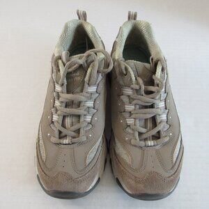 Skechers D'Lites Lace Up Memory Foam Comfort Sneaker Tennis Shoe Taupe Size 6